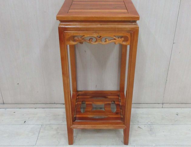 庫存新品出清 柚木色38公分仿古花架 置物架 邊桌 實木花盆架