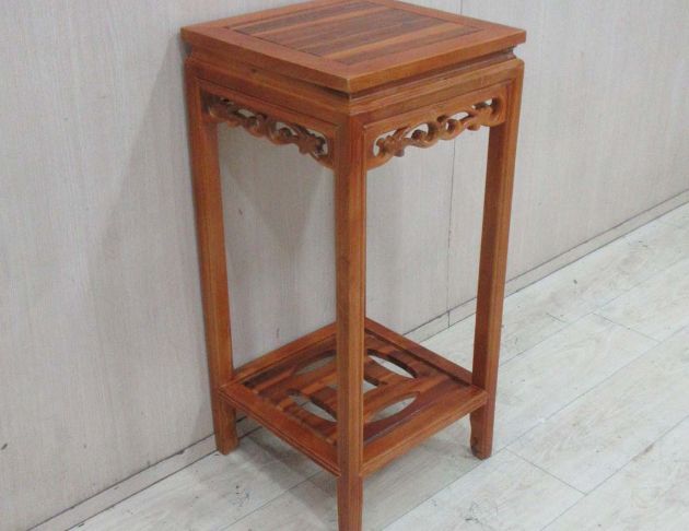 庫存新品出清 柚木色38公分仿古花架 置物架 邊桌 實木花盆架 2