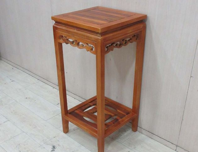 庫存新品出清 柚木色38公分仿古花架 置物架 邊桌 實木花盆架 3