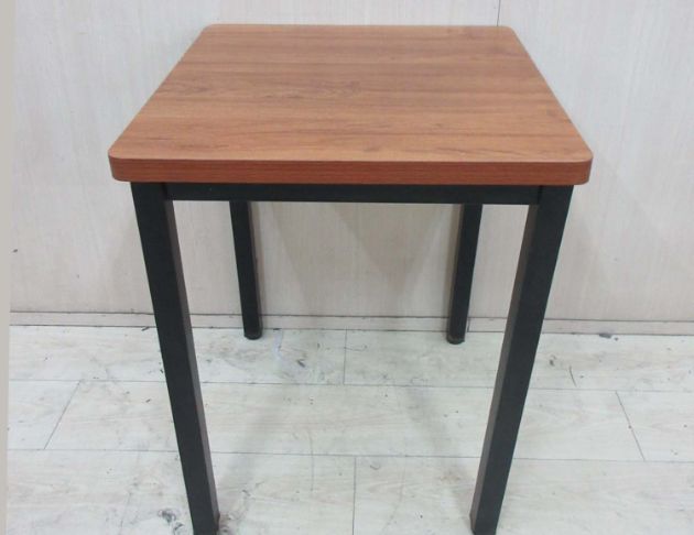 二手餐桌 柚木色60公分鐵腳餐桌 營業用餐桌 方桌 桌子 邊桌