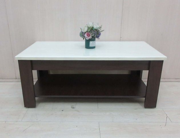 二手茶几 胡桃色121公分仿石雙層沙發桌 日式簡約客廳桌 矮桌