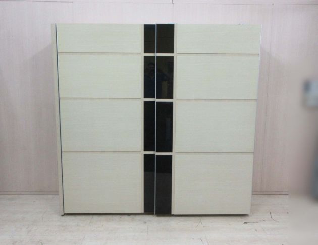 二手衣櫥 白橡色214公分兩門兩抽衣櫃 衣物收納 7尺滑門衣櫃