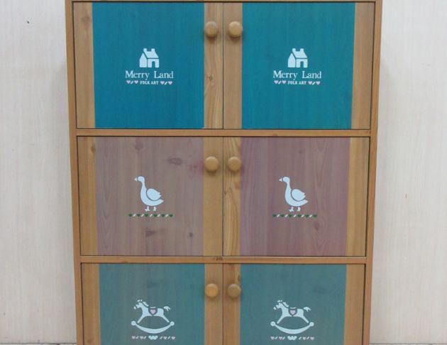 二手書櫃 橡木色83公分六門置物櫃 收納櫃 書櫥 六格櫃