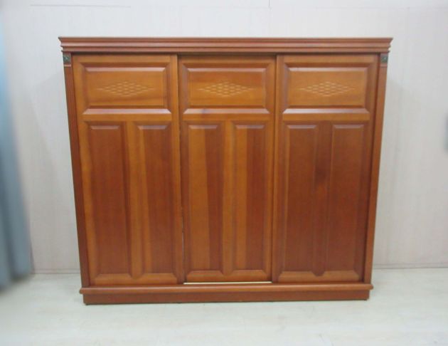 二手衣櫥 柚木色239公分三門三抽衣櫃 衣物收納 8尺滑門衣櫃