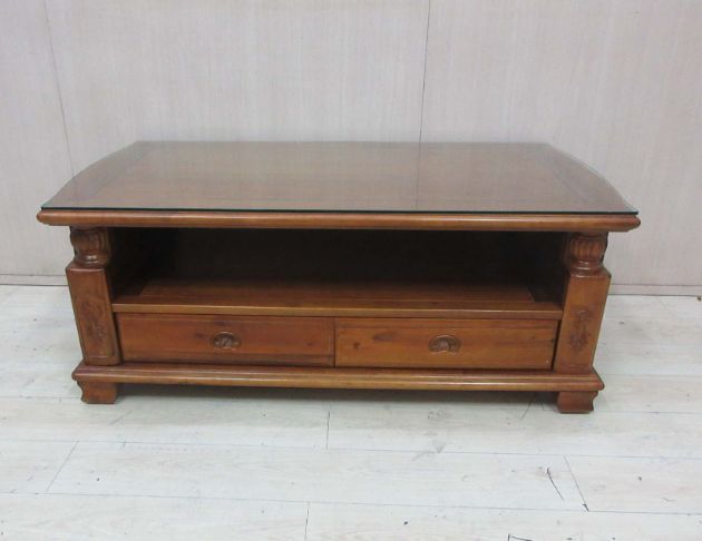 二手茶几 柚木色146公分四抽沙發桌 客廳桌 實木桌 桌子