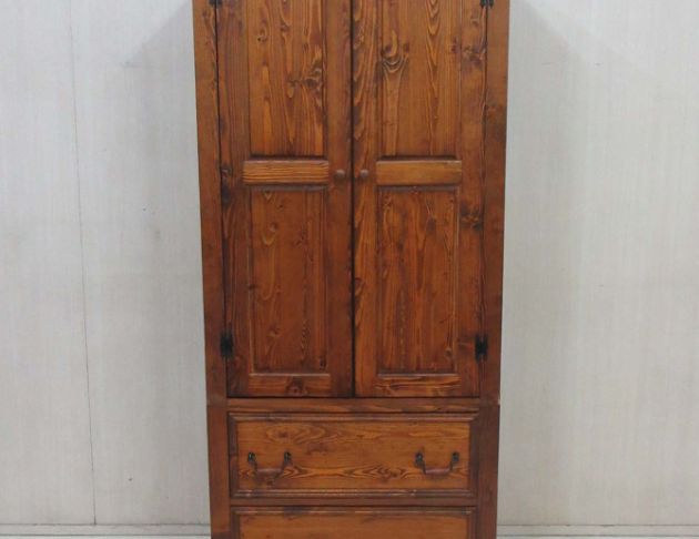 二手衣櫥 樟木色87公分兩門四抽衣櫃 衣物收納 單人衣櫃