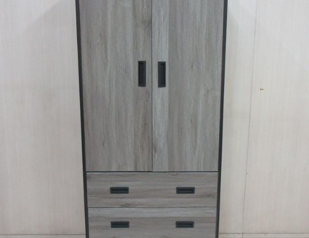 庫存新品出清 灰橡色82公分兩門三抽衣櫃 衣物收納 單人衣櫃