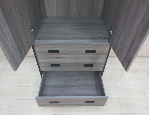 庫存新品出清 灰橡色82公分兩門三抽衣櫃 衣物收納 單人衣櫃 3