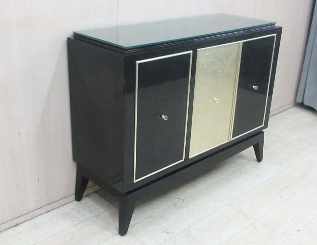 二手鞋櫥 黑底金面120公分歐風三門鞋櫃 置物櫃 玄關收納櫃 3