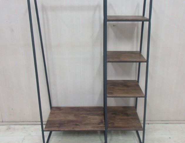 二手衣櫥 胡桃色99公分開放式衣櫃 簡易衣櫃 掛衣架 吊衣架