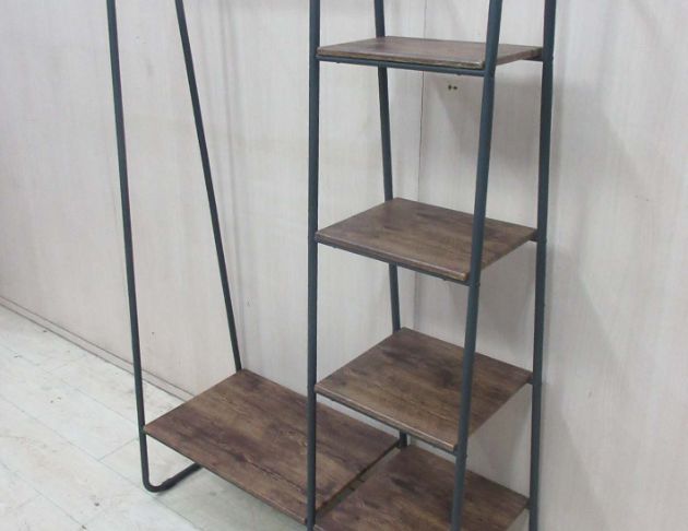 二手衣櫥 胡桃色99公分開放式衣櫃 簡易衣櫃 掛衣架 吊衣架 3