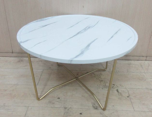 二手茶几 白色70公分北歐風圓形沙發邊桌 矮桌 接待桌 客廳桌