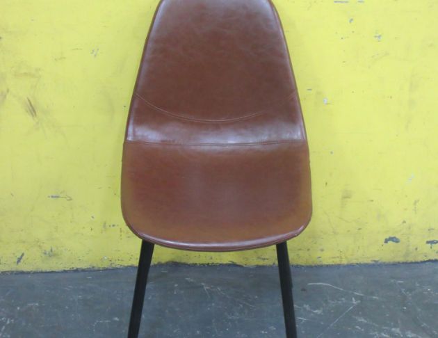 二手餐桌椅 咖啡色45公分義式簡約餐椅 化妝椅 皮餐椅 椅子