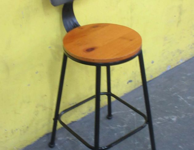 二手餐桌椅 黑色34公分工業風高腳椅 吧台椅 靠背高吧椅 鐵椅 3