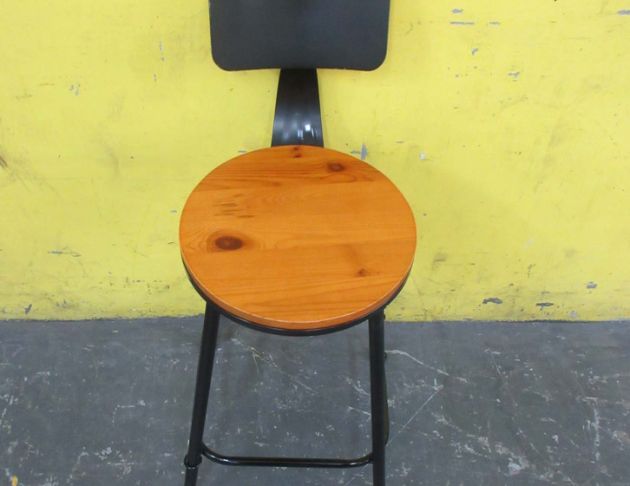 二手餐桌椅 黑色34公分工業風高腳椅 吧台椅 靠背高吧椅 鐵椅 2