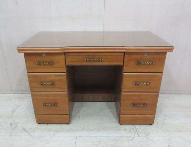 庫存新品出清 柚木色126公分七抽半實木書桌 辦公桌 電腦桌