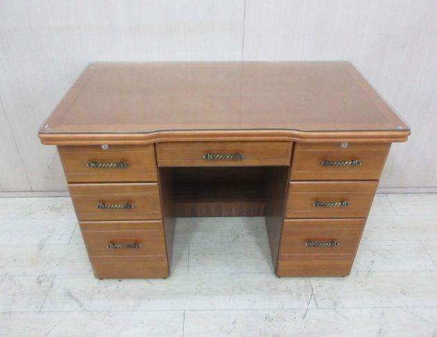 庫存新品出清 柚木色126公分七抽半實木書桌 辦公桌 電腦桌 2