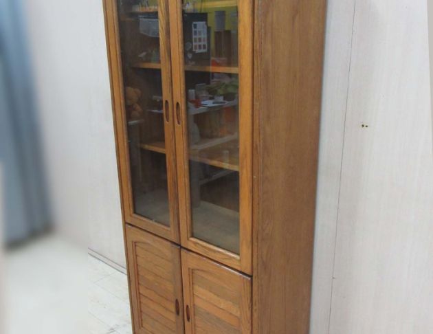 二手書櫥 橡木色77公分四門兩抽書櫃 置物櫃 收納櫃 展示櫃 4