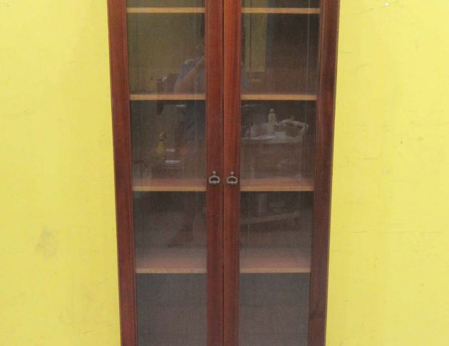 二手書櫥 樟木色81公分兩門兩抽書櫃 置物櫃 收納櫃 展示櫃