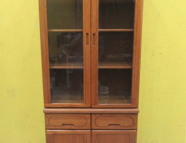 二手書櫥 松木色81公分四門兩抽書櫃 置物櫃 收納櫃 展示櫃