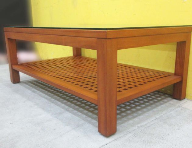 二手茶几 柚木色120公分實木沙發桌 玻璃茶几 客廳矮桌 桌子 4