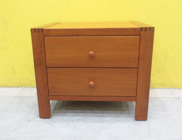 二手床邊櫃 柚木色55公分兩抽床頭櫃 抽屜櫃 收納櫃 置物櫃 