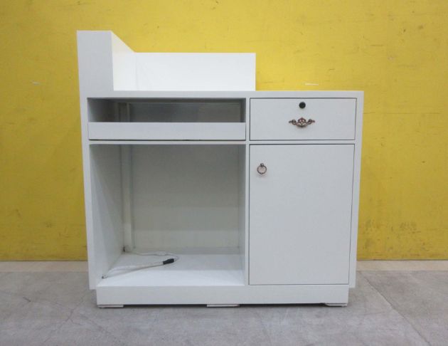 二手櫃台 白色100公分一門兩抽收銀台 L型前台 櫃檯 接待台