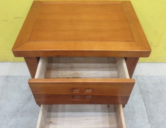 二手床邊櫃 柚木色59公分全實木兩抽床頭櫃 抽屜置物櫃 收納櫃 2