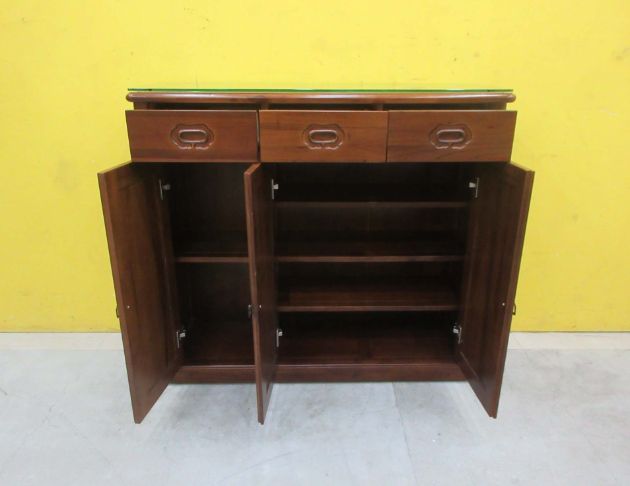 二手鞋櫥 樟木色120公分實木三門三抽鞋櫃 玄關收納櫃 置物櫃 2