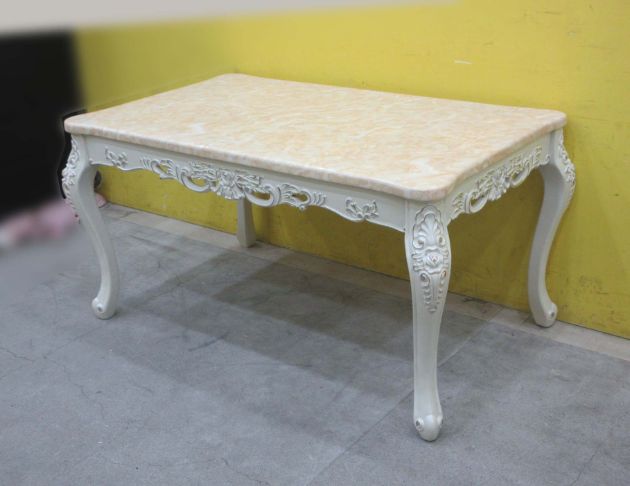 二手餐桌 白色150公分歐式仿石用餐桌 廚房餐桌 桌子 飯桌 5