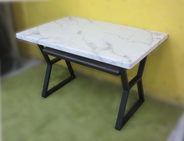 二手餐桌 白色120公分鐵腳雙層用餐桌 廚房餐桌 桌子 洽談桌 3