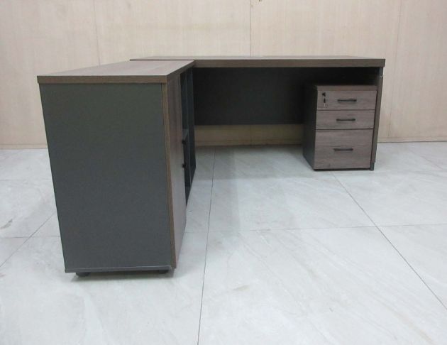 二手辦公桌 灰橡色160公分L型書桌 主管桌 電腦桌 事務桌