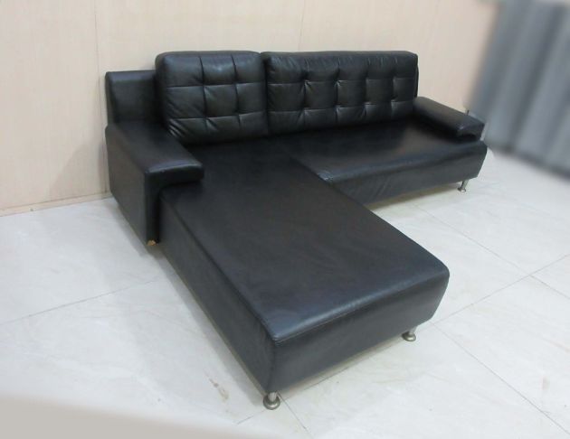 二手沙發 黑色165公分L型皮沙發 懶人沙發 休閒沙發 沙發椅 4