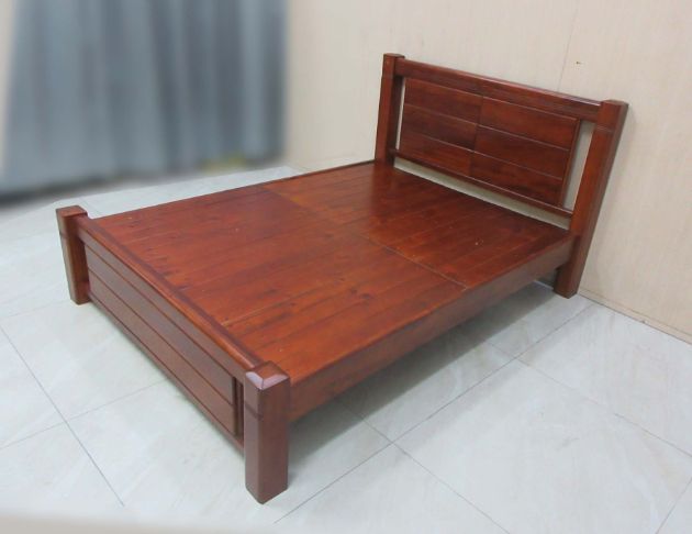 二手床架 胡桃木色152公分實木床組 5尺雙人床架 床台 寢具 4