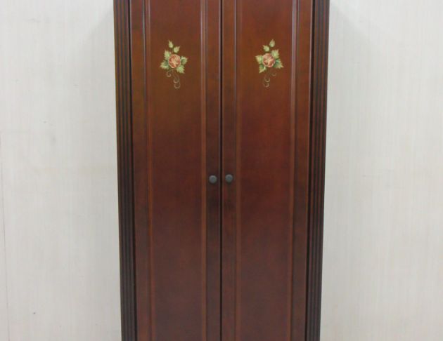 二手衣櫥 胡桃木色79公分鄉村風兩門一抽衣櫃 單人衣物收納櫃