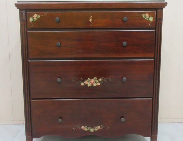 二手斗櫃 胡桃色105公分鄉村風四抽收納櫃 四斗櫃 抽屜櫃