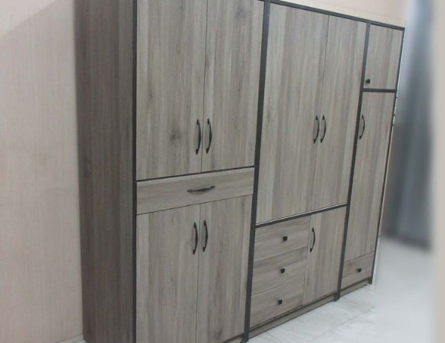 庫存新品出清 灰橡色212公分八門五抽衣櫃 衣物收納 7尺衣櫃 3