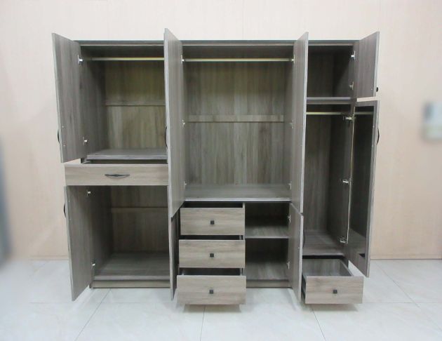 庫存新品出清 灰橡色212公分八門五抽衣櫃 衣物收納 7尺衣櫃 2