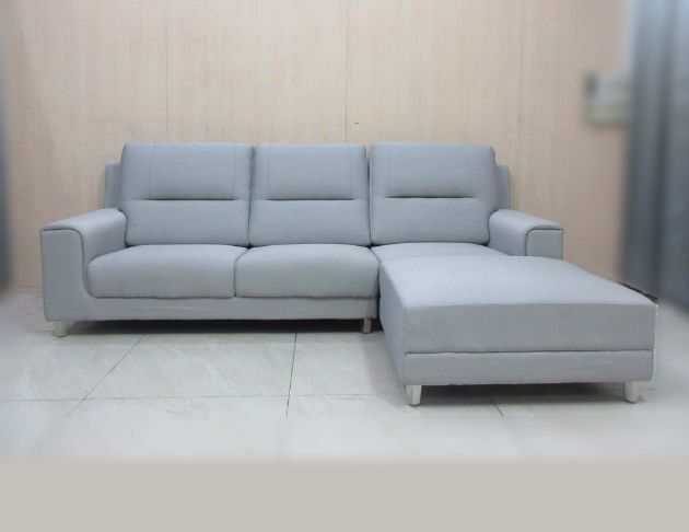 灰色273公分涼感布L型布沙發 三人沙發 客廳沙發