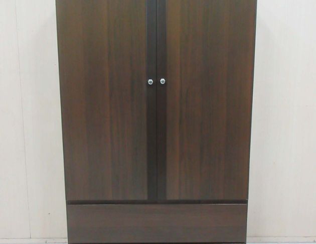 二手衣櫥 胡桃色90公分兩門兩抽衣櫃 單人衣櫃 套房衣櫃 