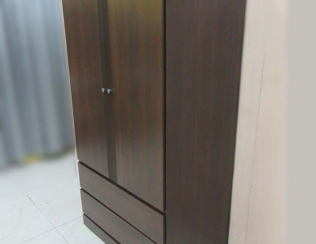 二手衣櫥 胡桃色90公分兩門兩抽衣櫃 單人衣櫃 套房衣櫃  5