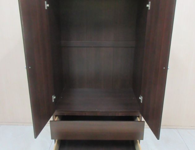 二手衣櫥 胡桃色90公分兩門兩抽衣櫃 單人衣櫃 套房衣櫃  2