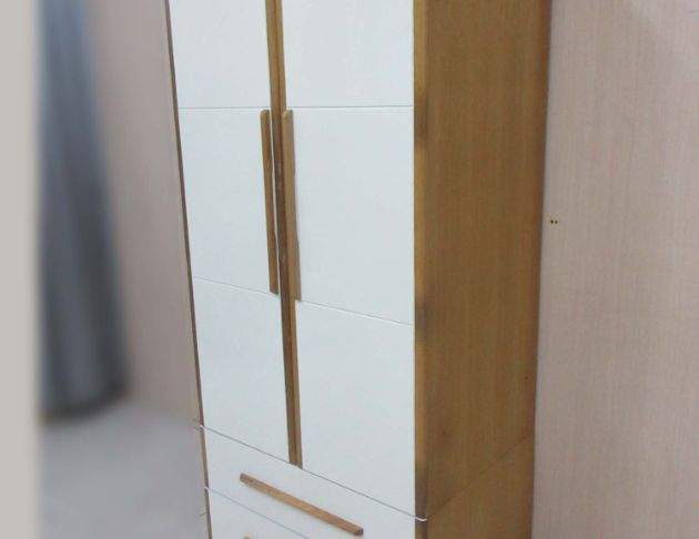 二手衣櫥 原木白90公分兩門兩抽衣櫃 單人衣櫃 套房衣櫃 5
