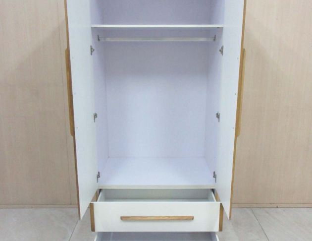 二手衣櫥 原木白90公分兩門兩抽衣櫃 單人衣櫃 套房衣櫃 2