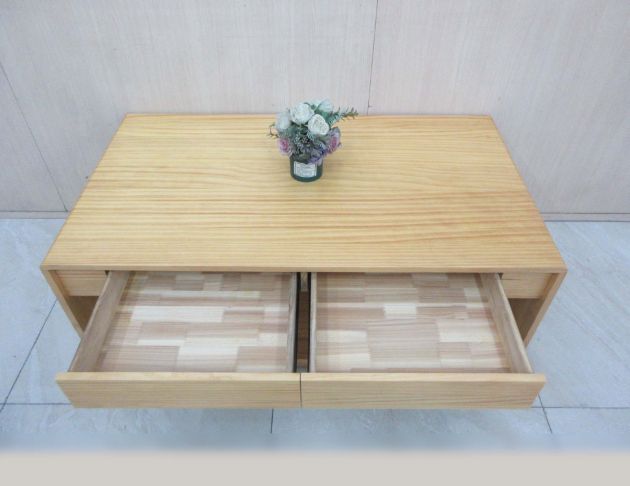 二手茶几 原木色130公分實木兩抽沙發桌 客廳桌 接待桌 桌子 2