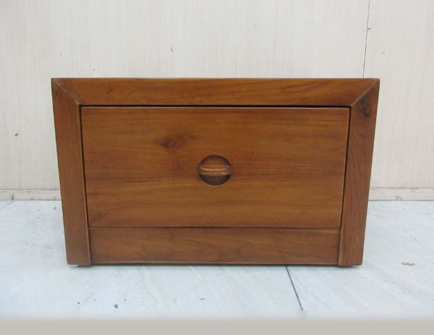 二手床頭櫃 柚木色60公分實木兩抽床邊櫃 抽屜櫃 置物櫃 矮櫃