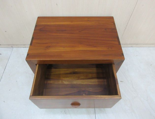 二手床頭櫃 柚木色60公分實木兩抽床邊櫃 抽屜櫃 置物櫃 矮櫃 2