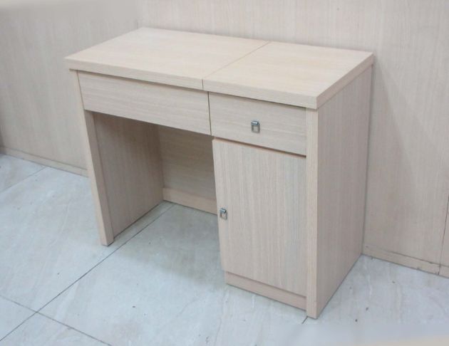 二手化妝台 白橡色91公分兩門一抽梳妝台 上掀鏡台 化妝桌 5