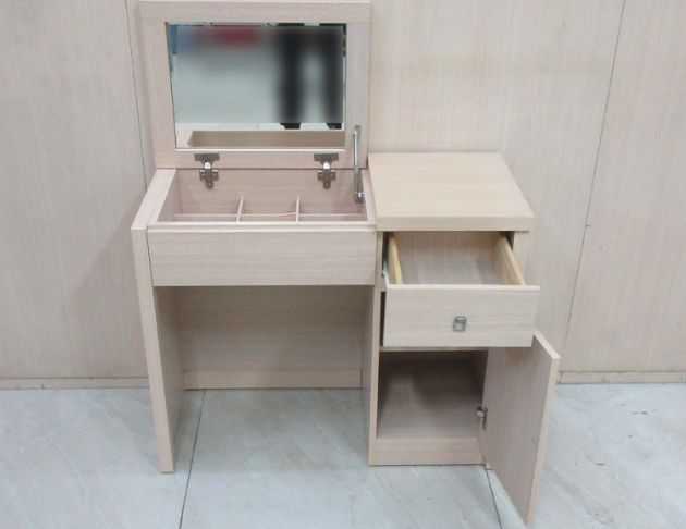 二手化妝台 白橡色91公分兩門一抽梳妝台 上掀鏡台 化妝桌 2