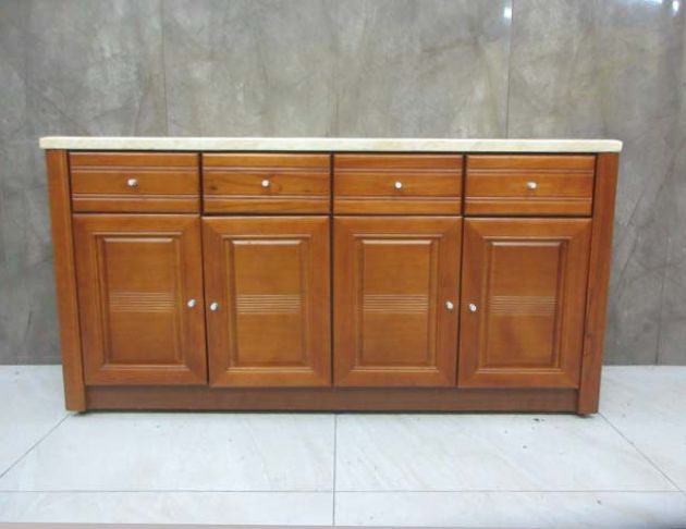 二手餐櫥櫃 柚木色159公分仿石面四門四抽餐櫃 碗盤收納櫃